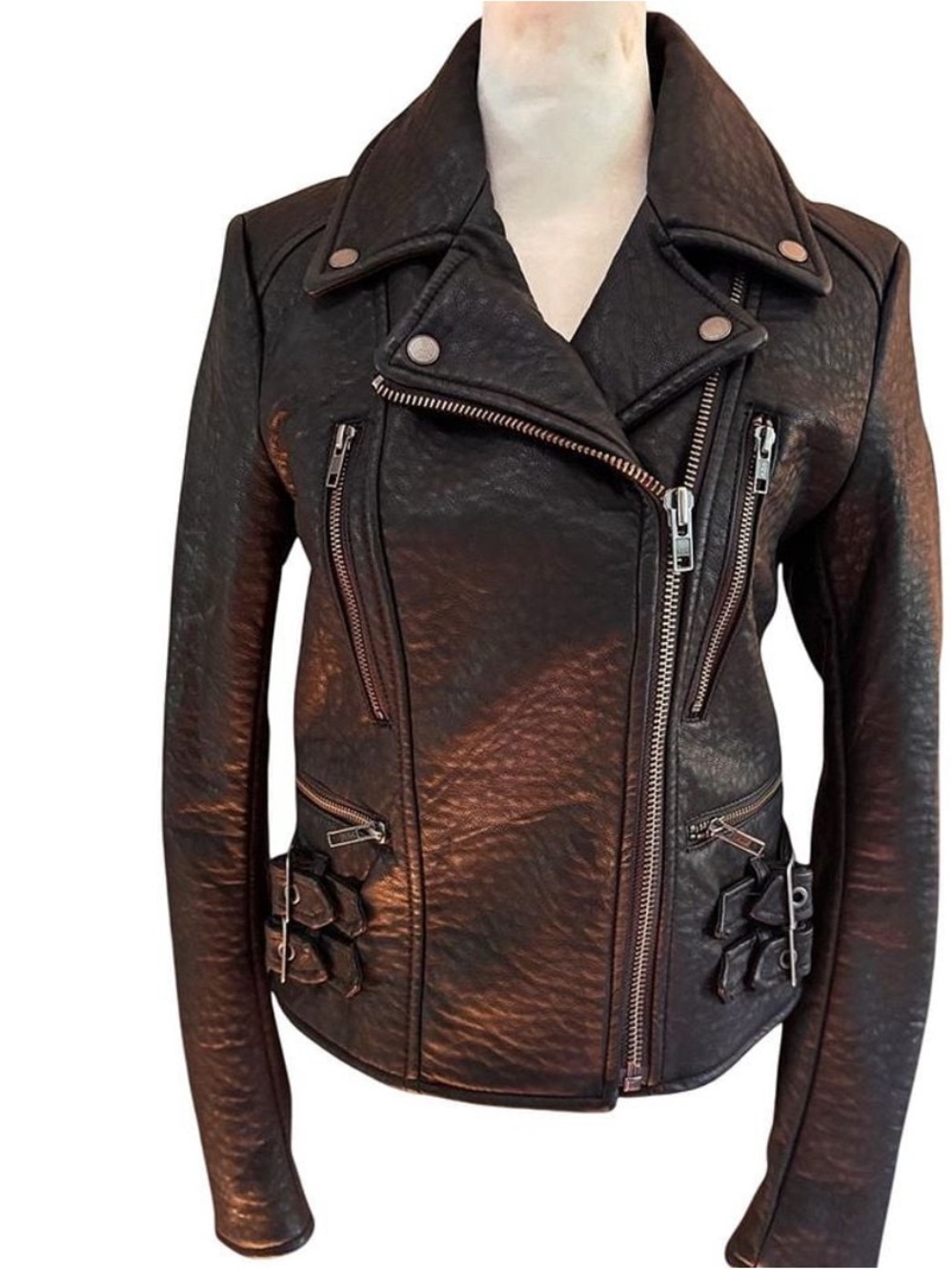 Free People Black Faux Leather Moto Jacket - Women
